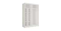 Armoire KAZU 2 portes coulissantes avec miroir et tasseaux décoratifs 155 cm