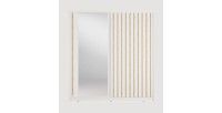 Armoire KAZU 2 portes coulissantes avec miroir et tasseaux décoratifs 205 cm