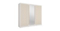 Armoire KAZU 3 portes coulissantes avec miroir et tasseaux décoratifs 248 cm