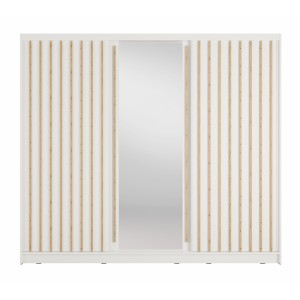 Armoire KAZU 3 portes coulissantes avec miroir et tasseaux décoratifs 248 cm