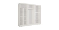 Armoire KAZU 3 portes coulissantes avec miroir et tasseaux décoratifs 248 cm