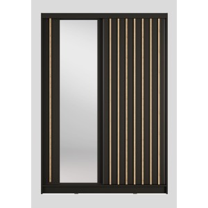 Armoire KAZU 2 portes coulissantes avec miroir gris graphite 155 cm