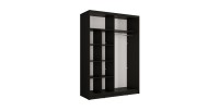 Armoire KAZU 2 portes coulissantes avec miroir gris graphite 155 cm