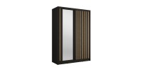 Armoire KAZU 2 portes coulissantes avec miroir gris graphite 155 cm
