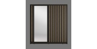 Armoire KAZU 2 portes coulissantes avec miroir gris graphite 205 cm