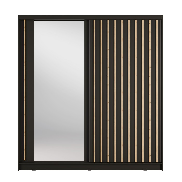 Schrank KAZU mit 2 Schiebetüren und Spiegel in Graphitgrau 205 cm