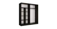Armoire KAZU 2 portes coulissantes avec miroir gris graphite 205 cm