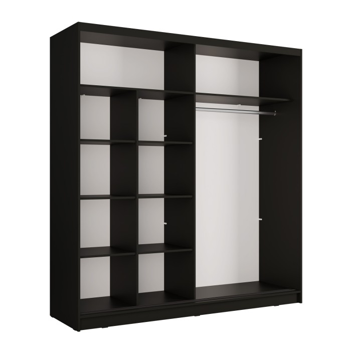 Schrank KAZU mit 2 Schiebetüren und Spiegel in Graphitgrau 205 cm