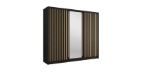 Armoire KAZU 3 portes coulissantes avec miroir gris graphite 248 cm