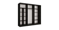 Armoire KAZU 3 portes coulissantes avec miroir gris graphite 248 cm