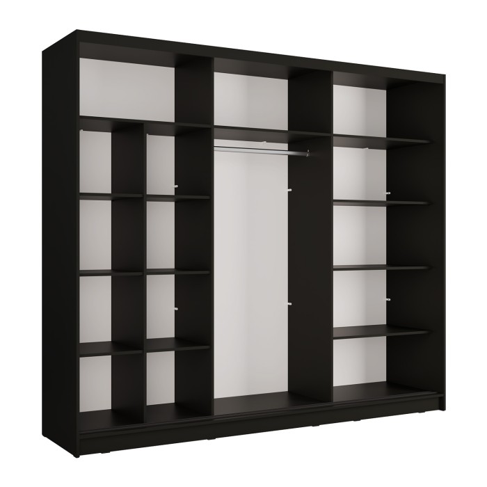 Schrank KAZU mit 3 Schiebetüren und Spiegel in Graphitgrau 248 cm