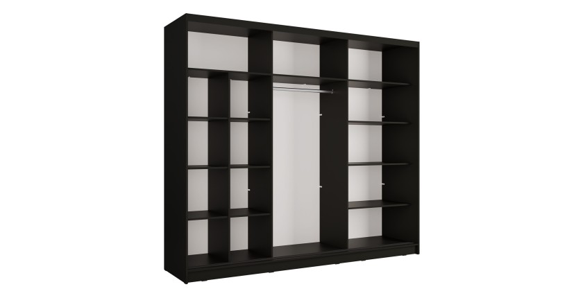 Armoire KAZU 3 portes coulissantes avec miroir gris graphite 248 cm