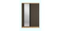 Armoire KAZU 2 portes coulissantes avec miroir chêne et gris graphite 155 cm