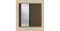 Armoire KAZU 2 portes coulissantes avec miroir chêne et gris graphite 205 cm