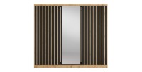 Armoire KAZU 3 portes coulissantes avec miroir chêne et gris graphite 248 cm