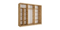 Armoire KAZU 3 portes coulissantes avec miroir chêne et gris graphite 248 cm