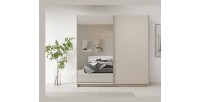 Armoire ARSALA 2 portes coulissantes avec miroir beige sable 151 cm