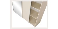 Armoire ARSALA 2 portes coulissantes avec miroir beige sable 151 cm