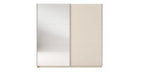 Armoire ARSALA 2 portes coulissantes avec miroir beige sable 151 cm