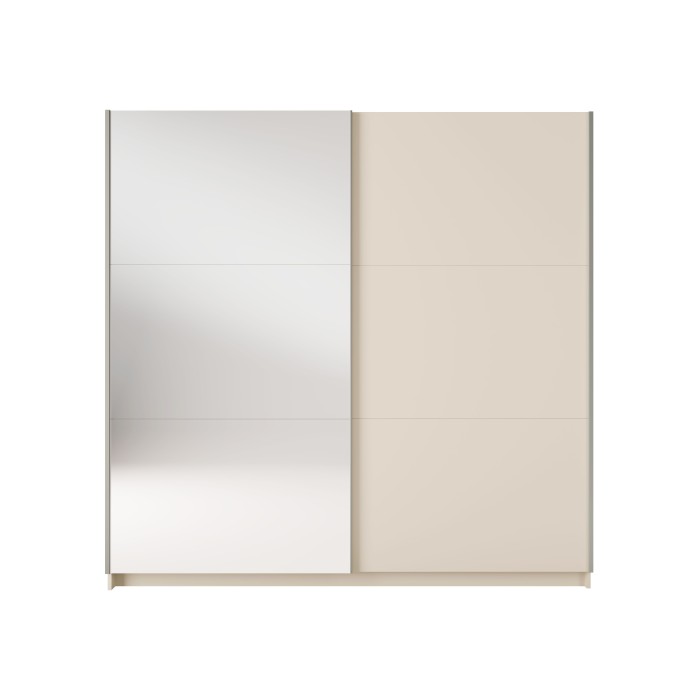 Armoire ARSALA 2 portes coulissantes avec miroir beige sable 151 cm