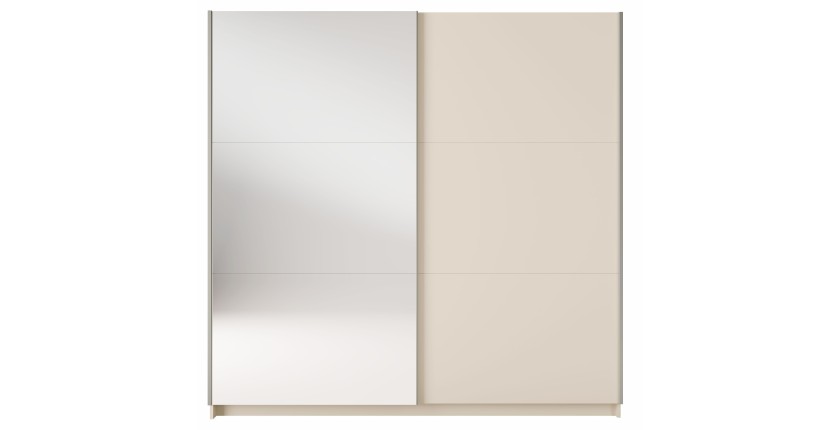 Armoire ARSALA 2 portes coulissantes avec miroir beige sable 151 cm
