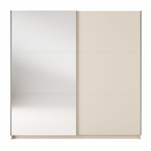 Armoire ARSALA 2 portes coulissantes avec miroir beige sable 151 cm