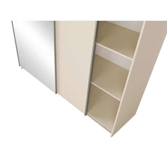 Armoire ARSALA 2 portes coulissantes avec miroir beige sable 200 cm