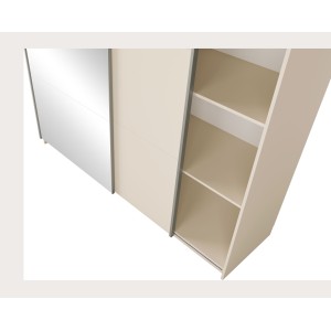 Armoire ARSALA 2 portes coulissantes avec miroir beige sable 200 cm