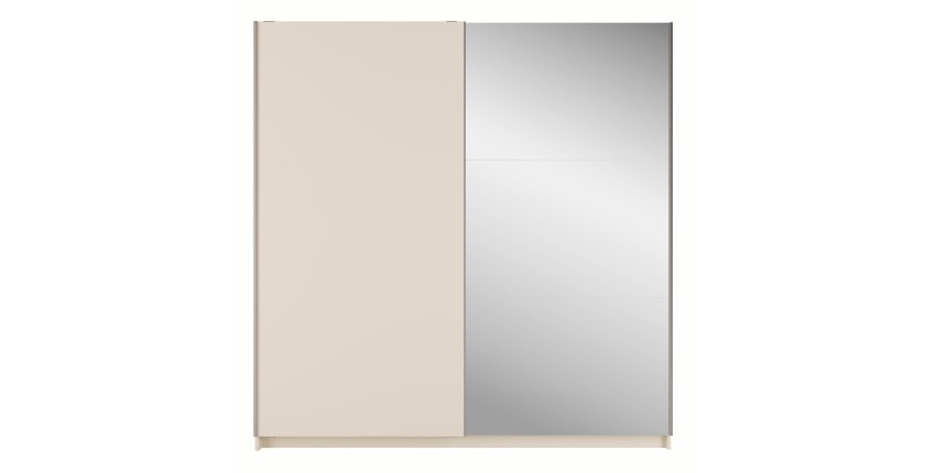 Armoire ARSALA 2 portes coulissantes avec miroir beige sable 200 cm