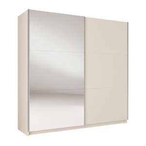 Armoire ARSALA 2 portes coulissantes avec miroir beige sable 200 cm