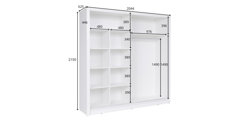 Armario de 2 puertas correderas - blanco y negro - Colección BRESCIA