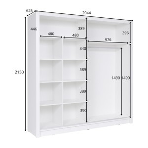 Armario de 2 puertas correderas - blanco y negro - Colección BRESCIA