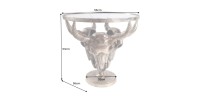Tavolino basso TAURVIK rotondo 56 cm in alluminio bronzo e vetro stile barocco