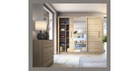 Armoire OZZULA 3 portes coulissantes avec miroir chêne Sonoma 248 cm