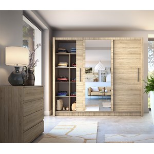 Armoire OZZULA 3 portes coulissantes avec miroir chêne Sonoma 248 cm
