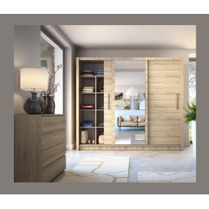 Armoire OZZULA 3 portes coulissantes avec miroir chêne Sonoma 248 cm