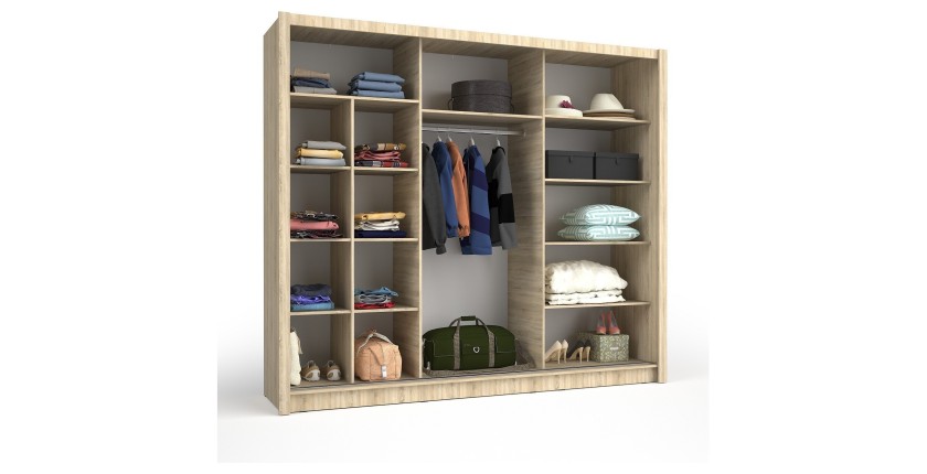 Armoire OZZULA 3 portes coulissantes avec miroir chêne Sonoma 248 cm