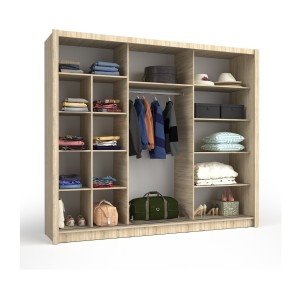 Armoire OZZULA 3 portes coulissantes avec miroir chêne Sonoma 248 cm