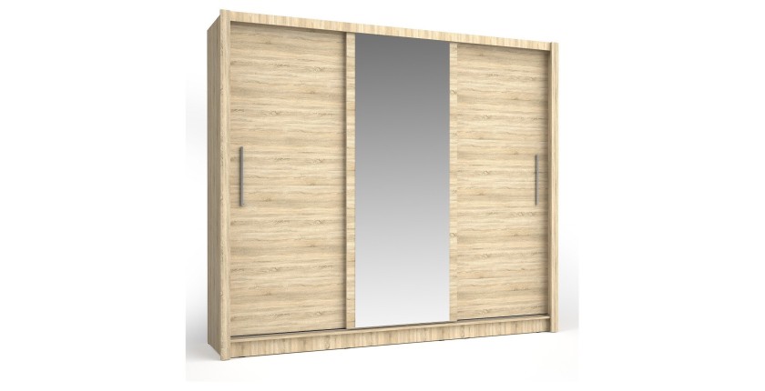 Armoire OZZULA 3 portes coulissantes avec miroir chêne Sonoma 248 cm