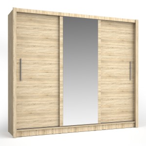 Armoire OZZULA 3 portes coulissantes avec miroir chêne Sonoma 248 cm