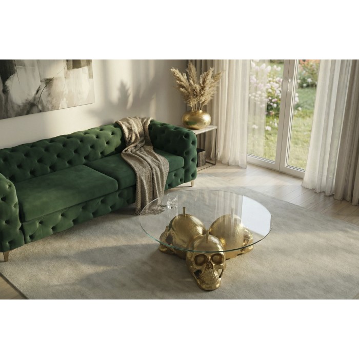 Table basse CRANY 90cm avec les crânes rapprochés vues de haut