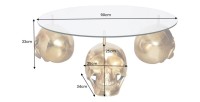 Mesa baja CRANY redonda 90 cm en aluminio dorado y vidrio templado estilo barroco