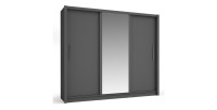 Armoire OZZULA 3 portes coulissantes avec miroir gris anthracite 248 cm