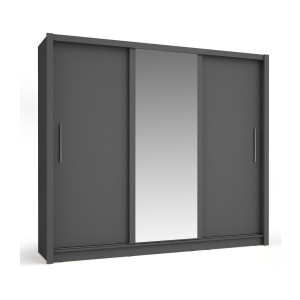 Armoire OZZULA 3 portes coulissantes avec miroir gris anthracite 248 cm