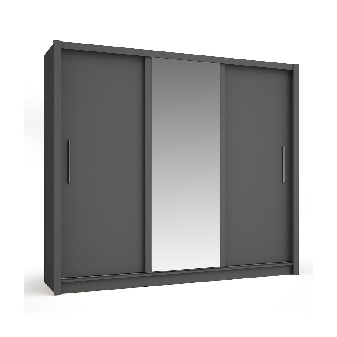 Armoire OZZULA 3 portes coulissantes avec miroir gris anthracite 248 cm