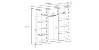 Armoire OZZULA 3 portes coulissantes avec miroir gris anthracite 248 cm