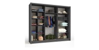 Armoire OZZULA 3 portes coulissantes avec miroir gris anthracite 248 cm