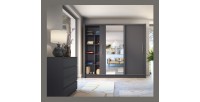 Armoire OZZULA 3 portes coulissantes avec miroir gris anthracite 248 cm