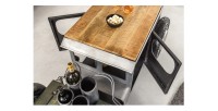 Tavolino CARROAD 165 cm in acciaio e legno di mango stile auto d'epoca