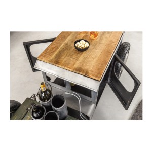 Tavolino CARROAD 165 cm in acciaio e legno di mango stile auto d'epoca